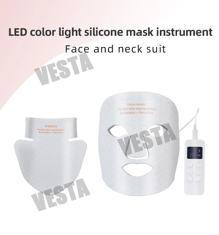 Vesta Hot Selling Silicon Photon Red and Blue Light Therapy Flexible LED Face for Home Use