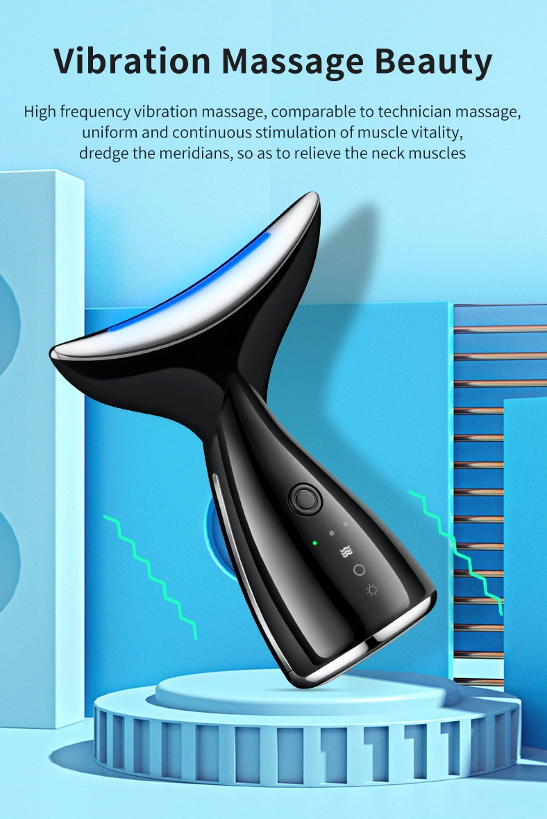 LED Photon Vibration Neck Lifting Skin Tighten Anti Wrinkle Remove Massager Device Neck Skin Care Beauty Instrument