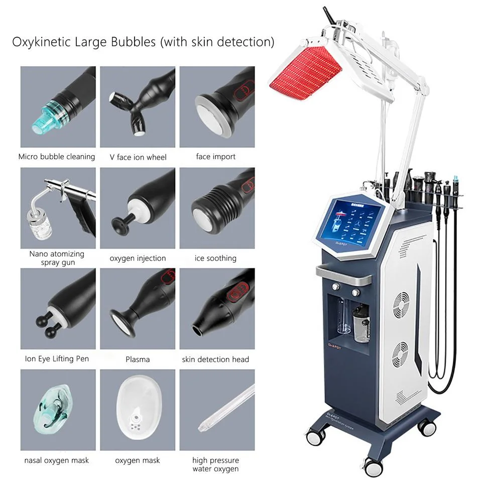 Hydro Facial Machine Peeling Hydra Facials Machine / H2O2 13 in 1 Deep Clear Oxygen Spray Hydrafacials PDT Light Therapy Facial Mask Hydrogen Beauty Equipment